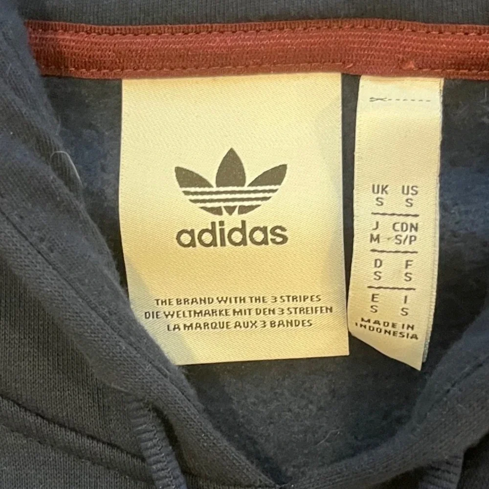 Adidas Originals Mens Navy Blue Trefoil Logo Stripe Pullover Hoodie Small‎ S